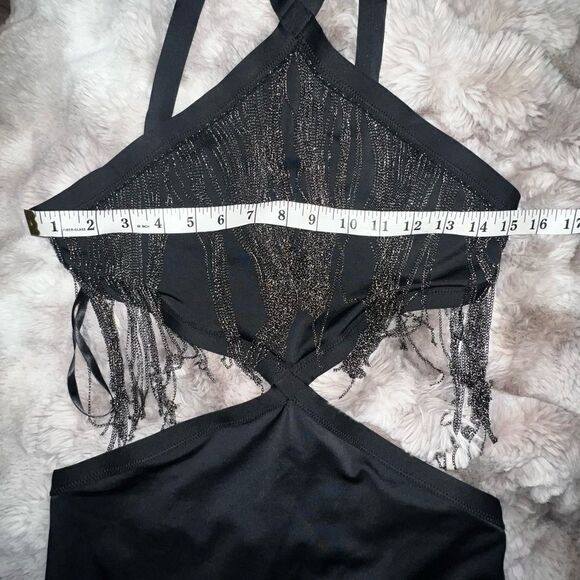 Dreamgirl Black fringe Dress, Medium - Picture 13 of 16